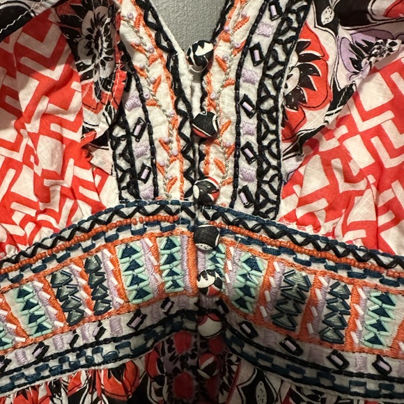 Anthropologie Beaded & Embroidered Flutter Sleeve Mini Dress - Picture 7 of 8